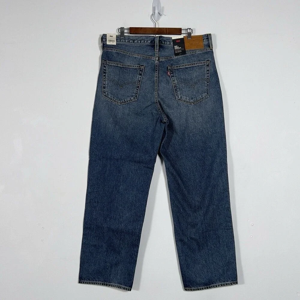 Levis Premium‎ 568 Loose Straight Jeans Mens Sz 36x32 Medium Wash 100% Cotton